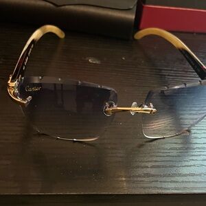 Cartier diamond cut white woods sunglasses authentic